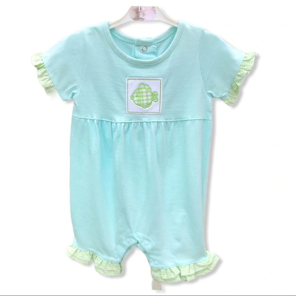 🍍NWT‎ Agabang Romper w Fish 🐠 Appliqué 3mo